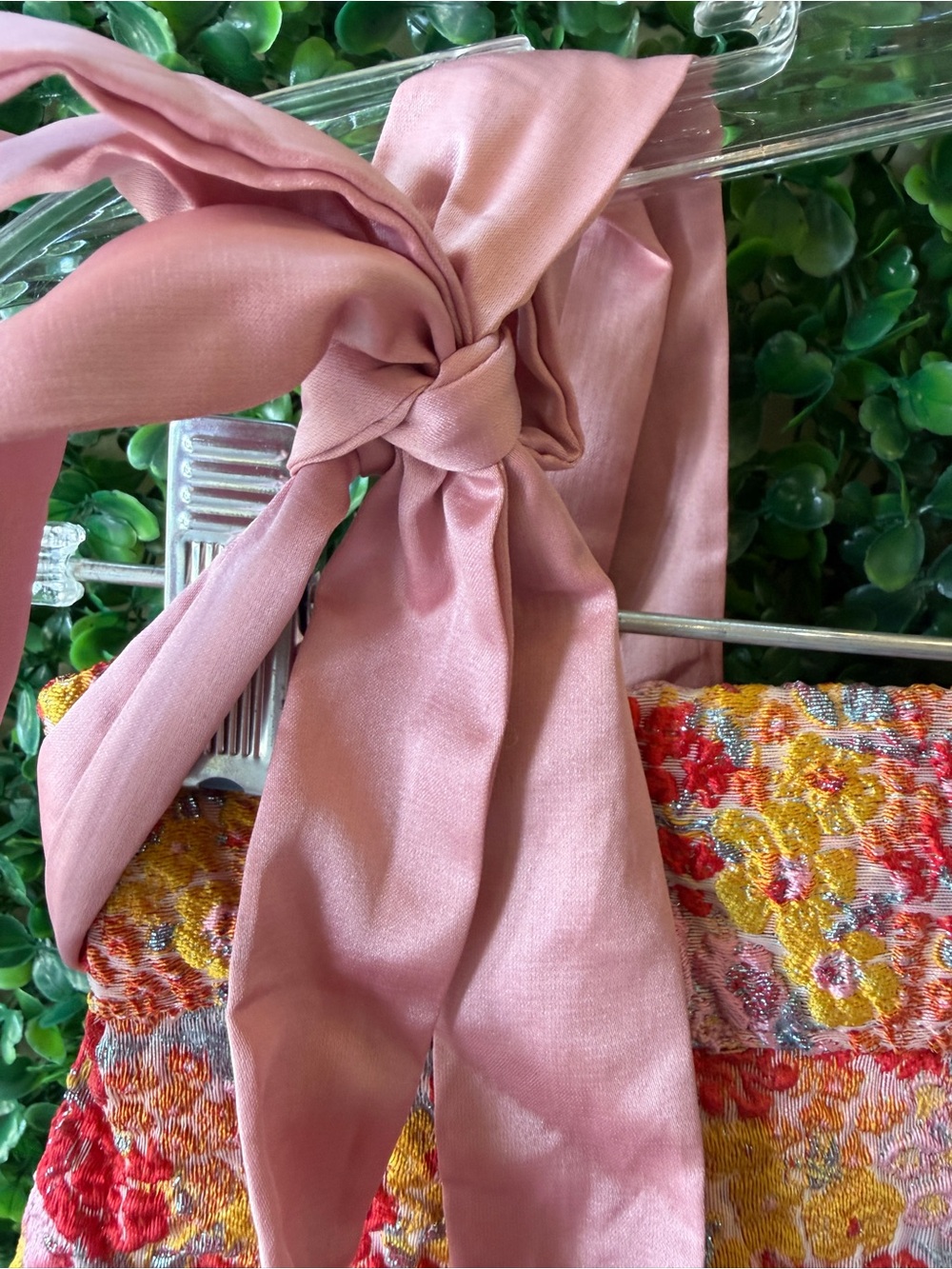 NEW Ellarina Pink Multi Metallic Tie-Strap Two-Piece Midi Dress - Picture 12 of 13